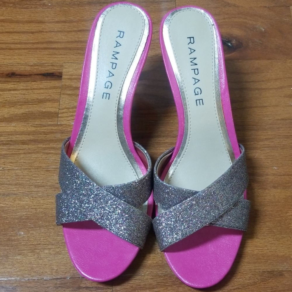 Hot pink glitter slides